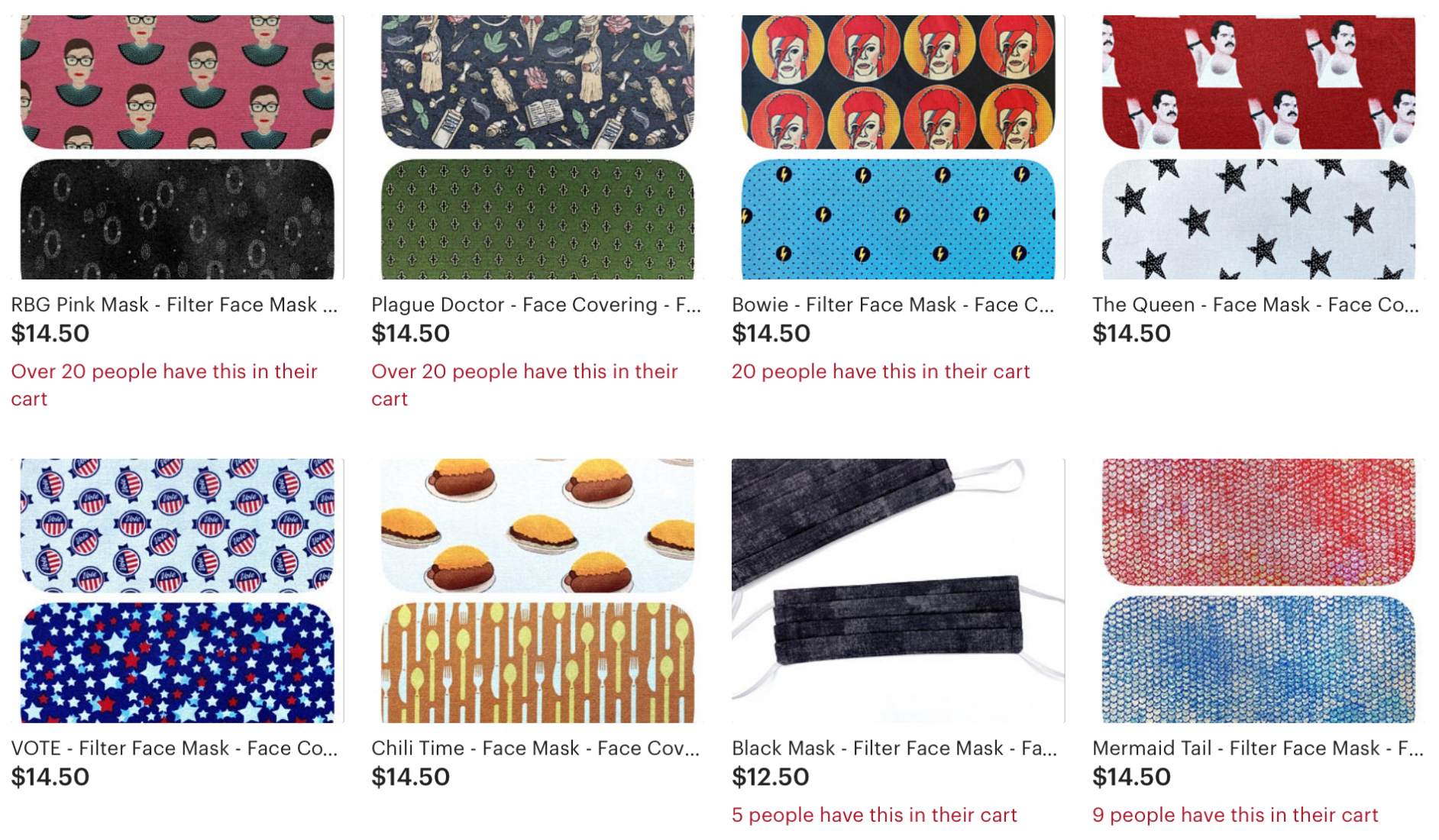 Etsy face masks